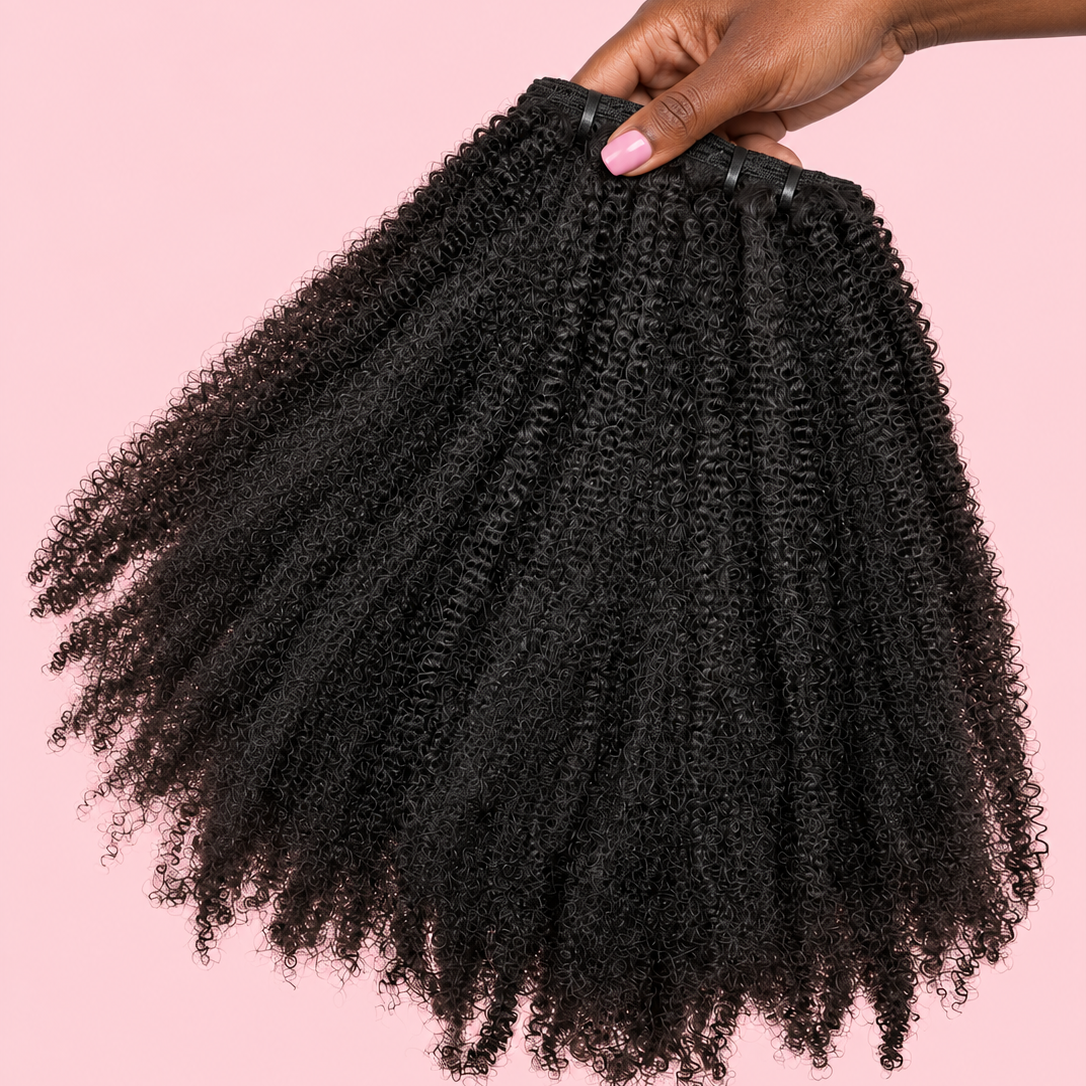 Kinky Curly virgin human hair bundles for 4B–4C hair by One Key Beauty Maison
